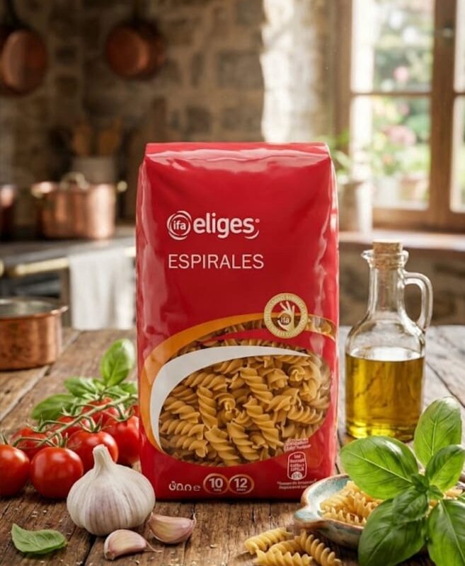 Macarrones en forma de espirales